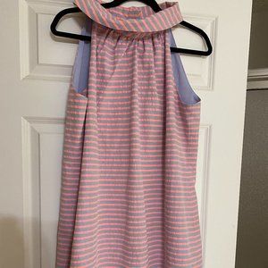 Sail to Sable Cowl Neck Shift Dress Back Button- L